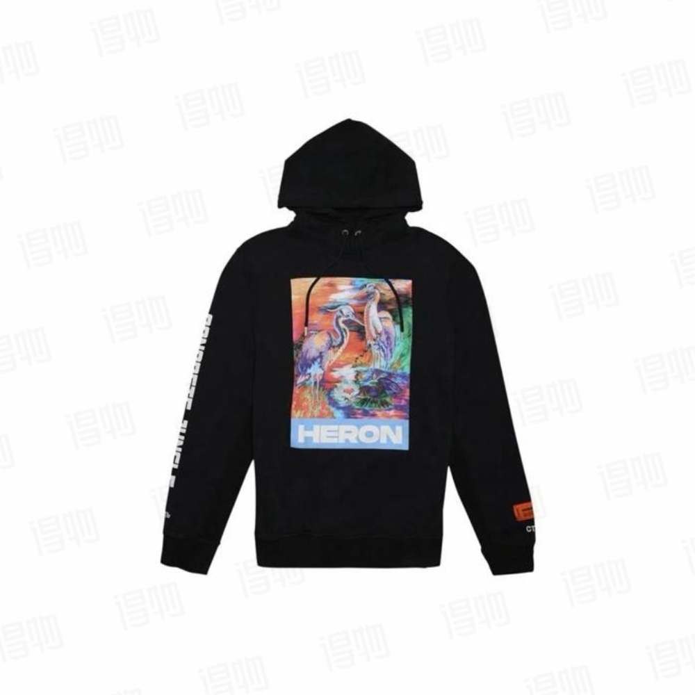 Heron Preston Black Sweater with Colorful Heron Print